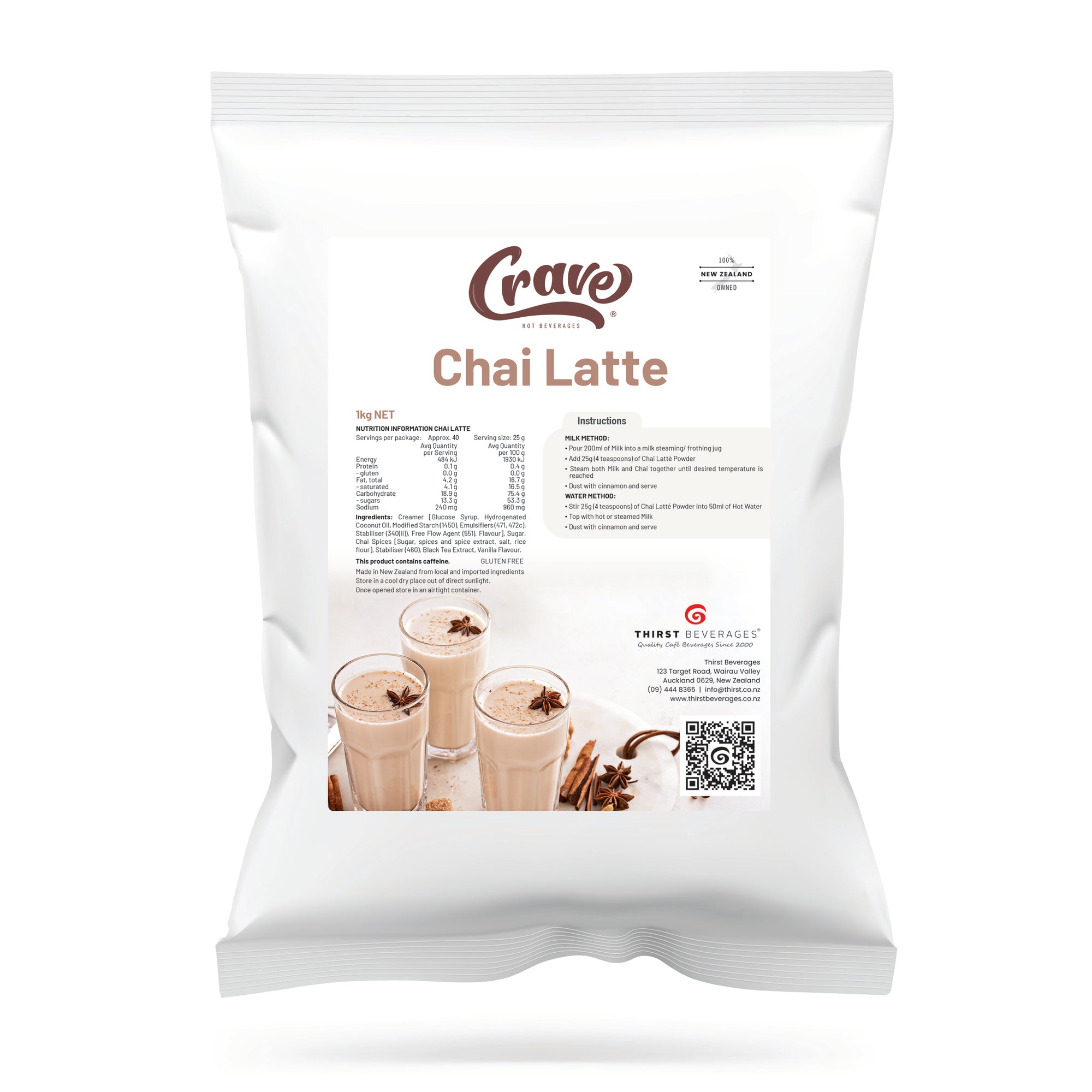 Chai Frappe Powder in a white Bag