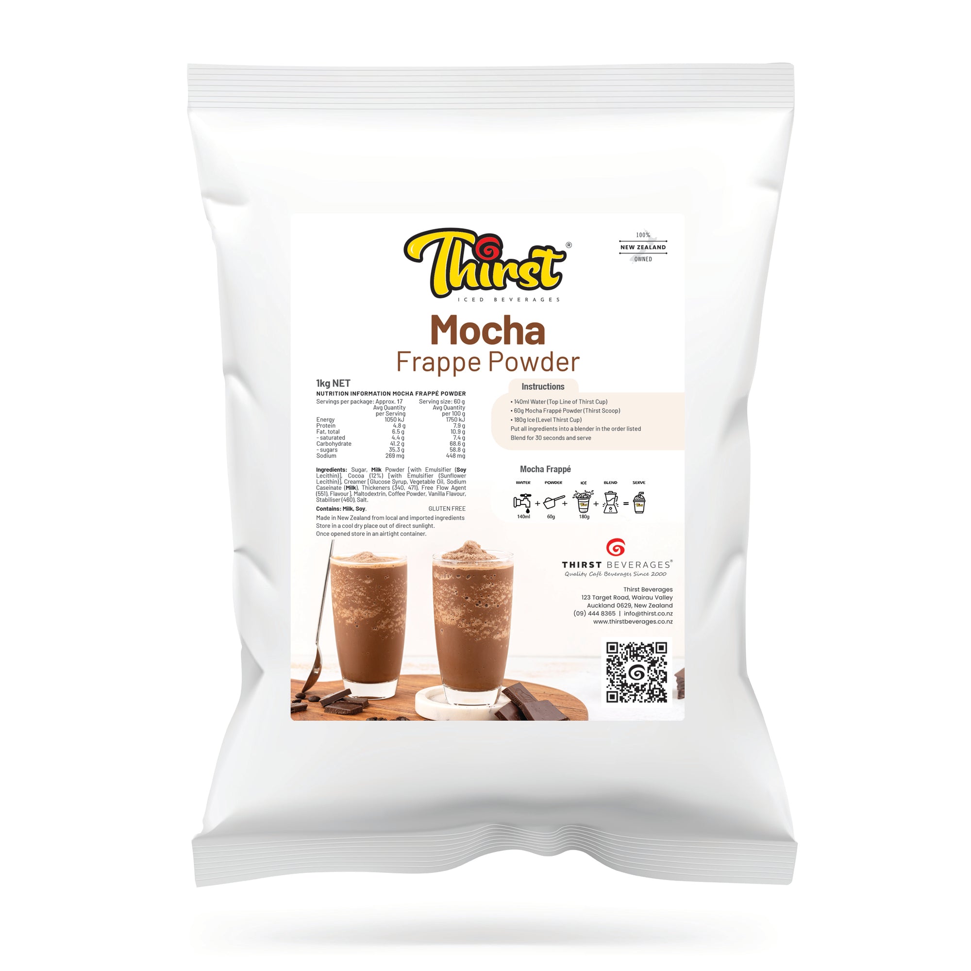 Mocha Frappe Powder in a white Bag